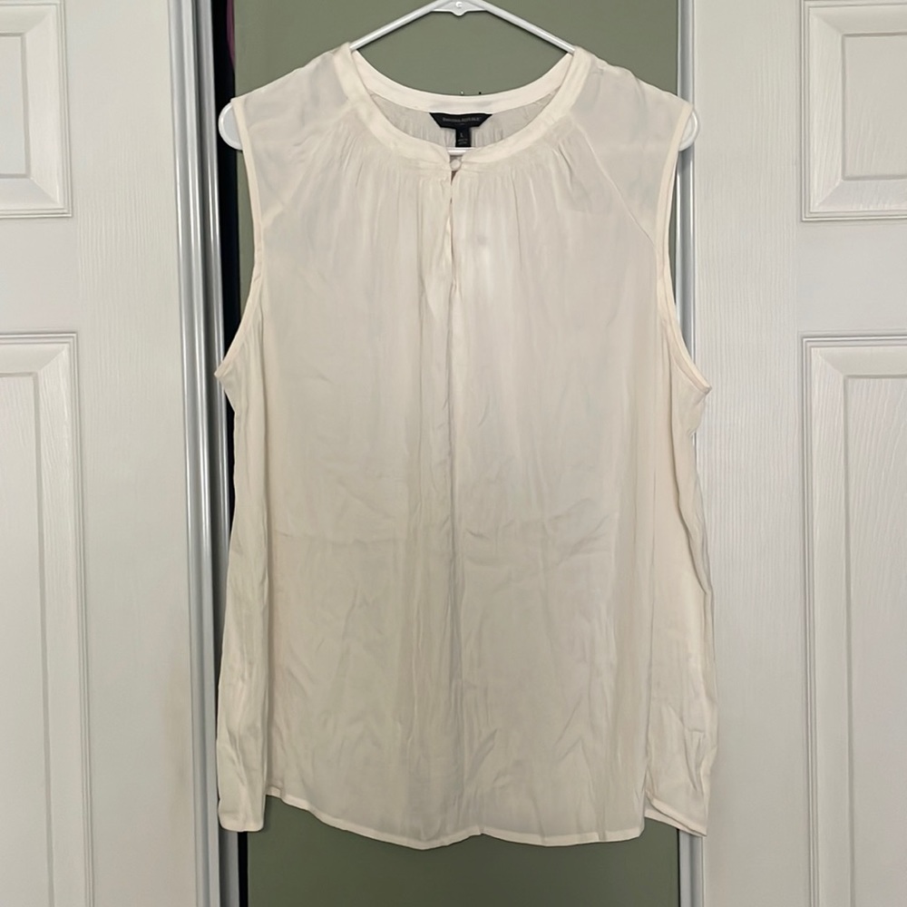 🆕 NWT Banana Republic Women’s Peasant Style Sleeveless Blouse, Size Large, Cream